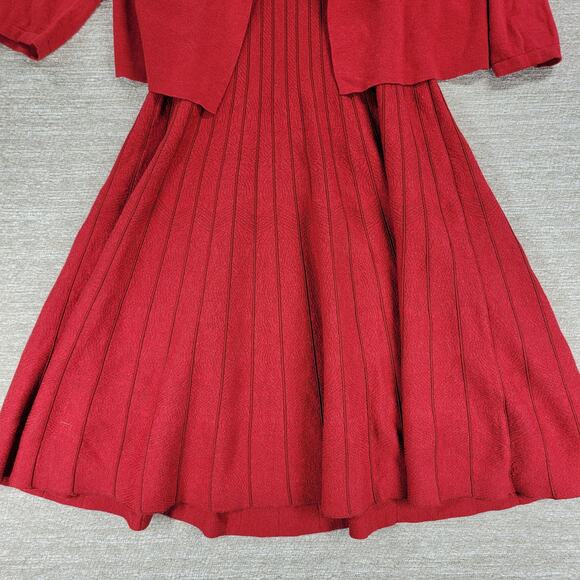 Nic + Zoe Red Knit Dress & Cardigan Set Size 2P Fit & Flare Ribbed Sweater 2pc - Picture 9 of 16